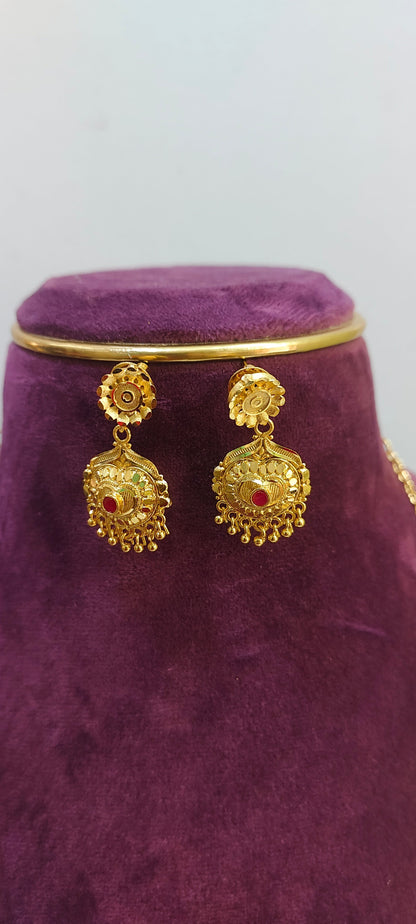100 % gold look premium long haram set