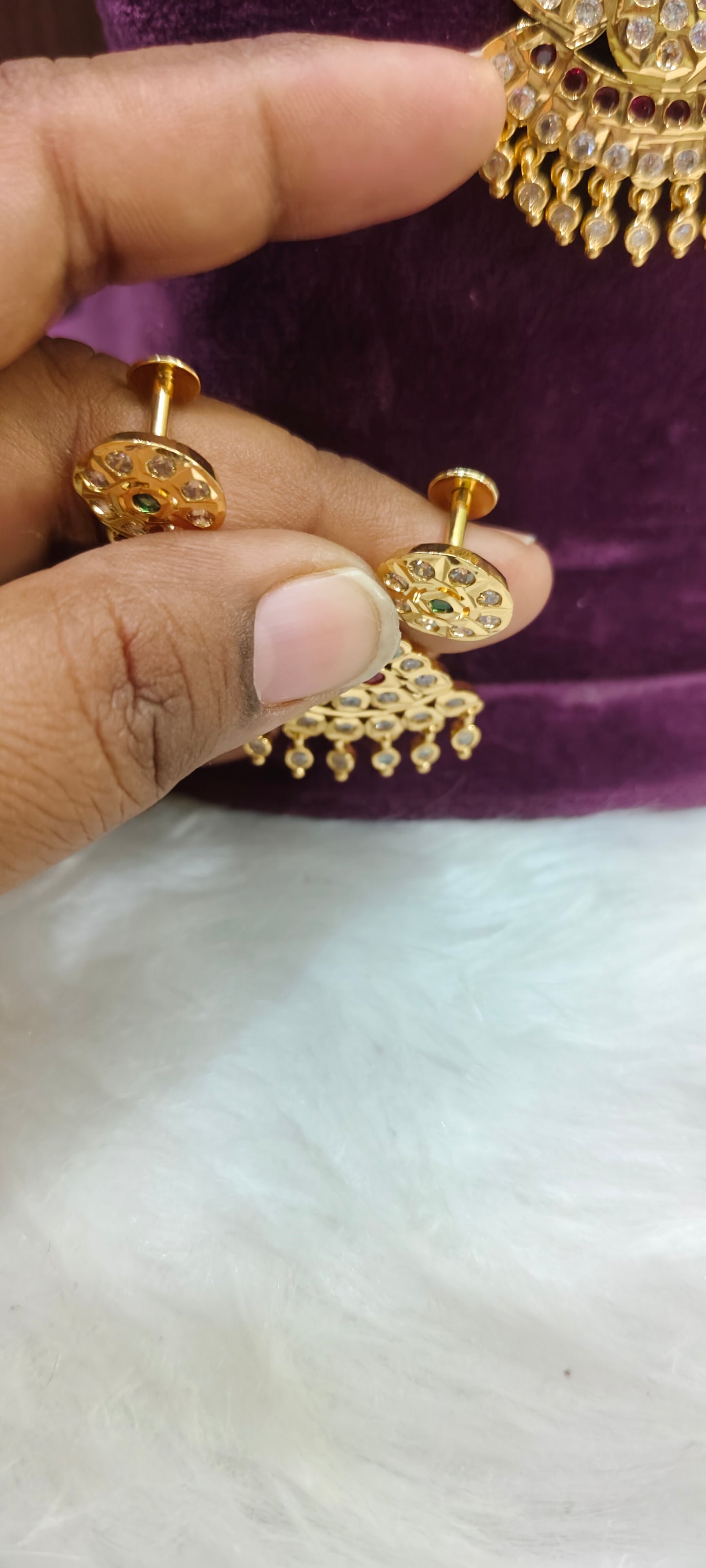 Pure panchaloham necklace set with earrings