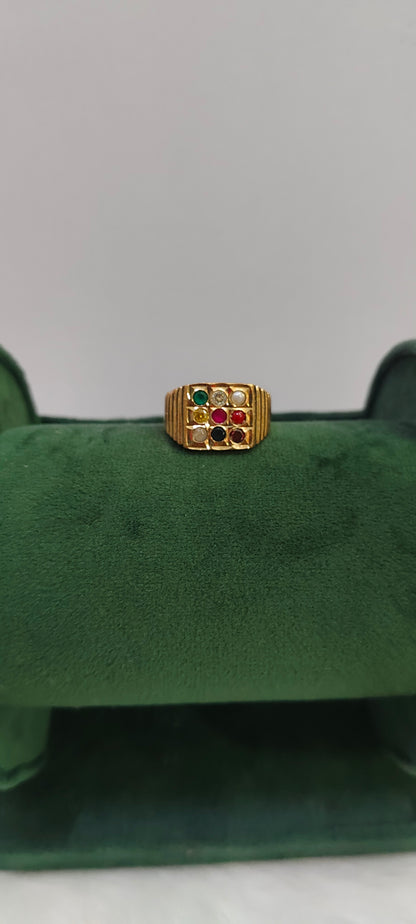 Pure panchaloham unpolished navratan ring for men