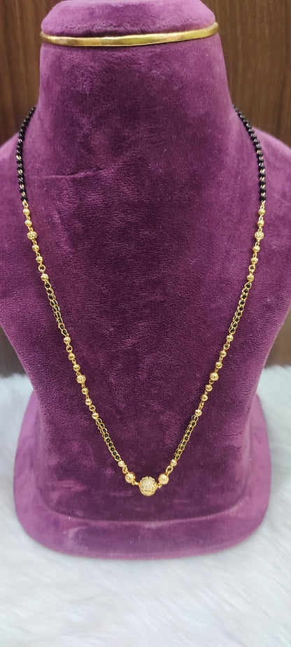 Premium gold look 18" length black beads
