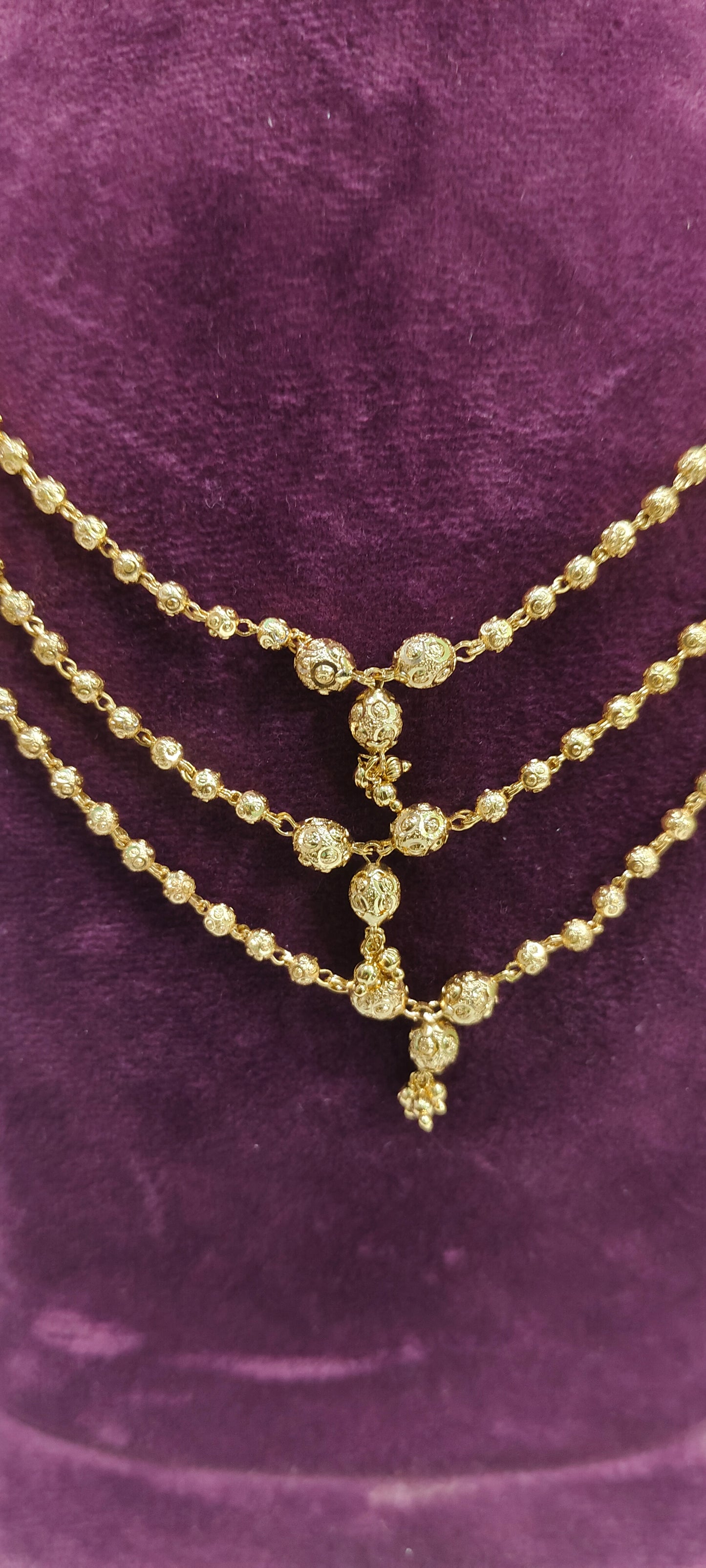 Stunning gold plated 18" length 3 step dd balls  step chain