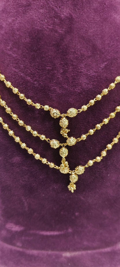 Stunning gold plated 18" length 3 step dd balls  step chain
