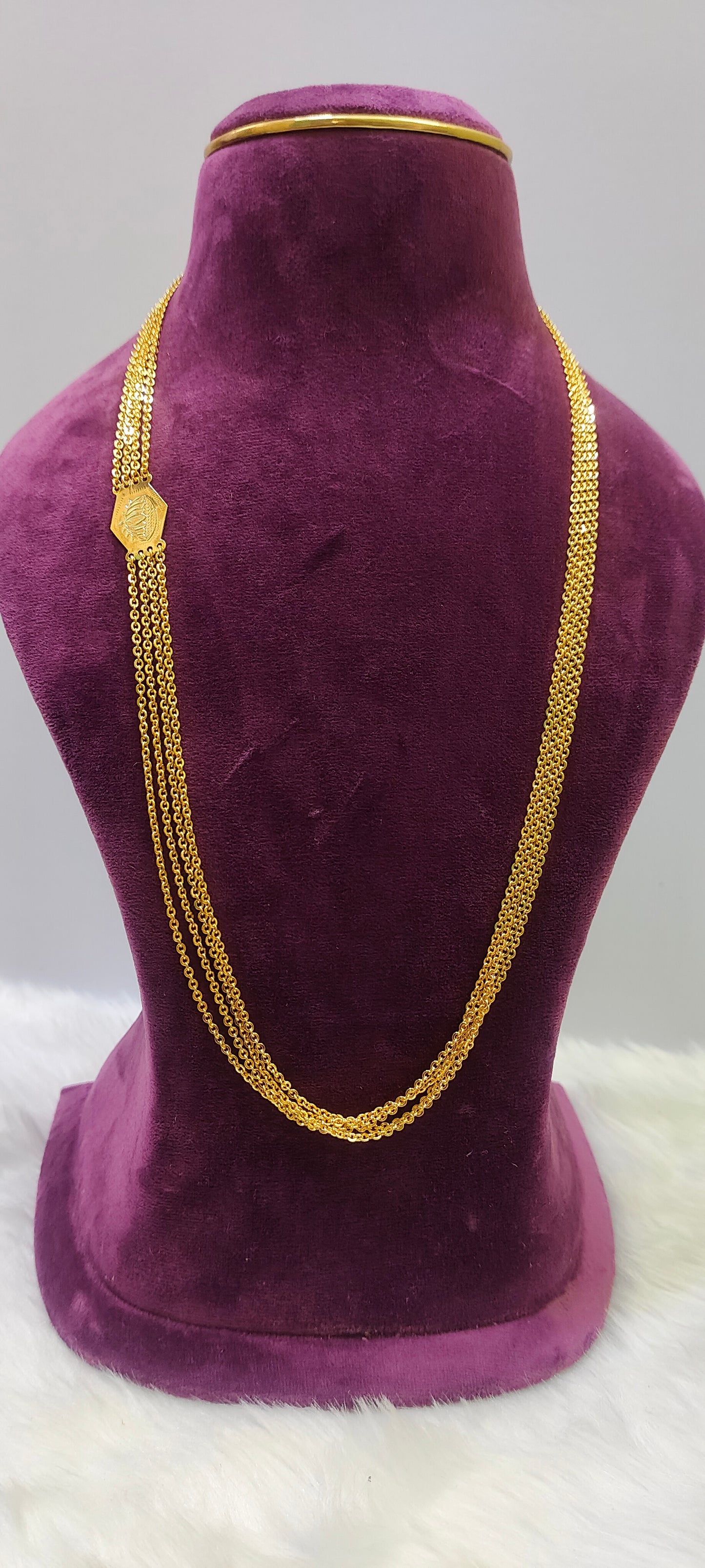 Stunning old gold look 4 line chandra haram