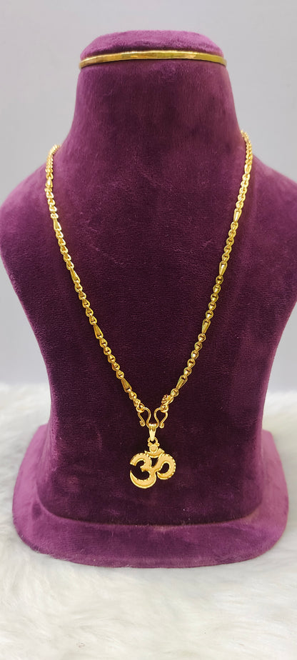 Same as gold om pendant with 20" length chain