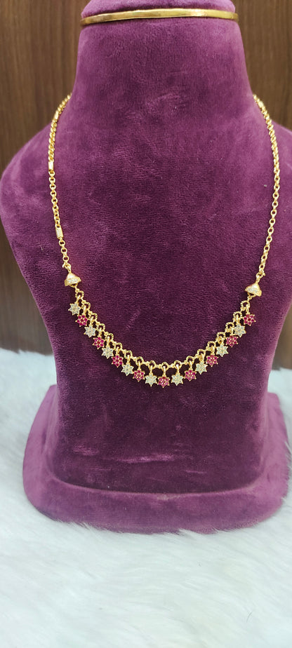 100% gold look simple necklace set