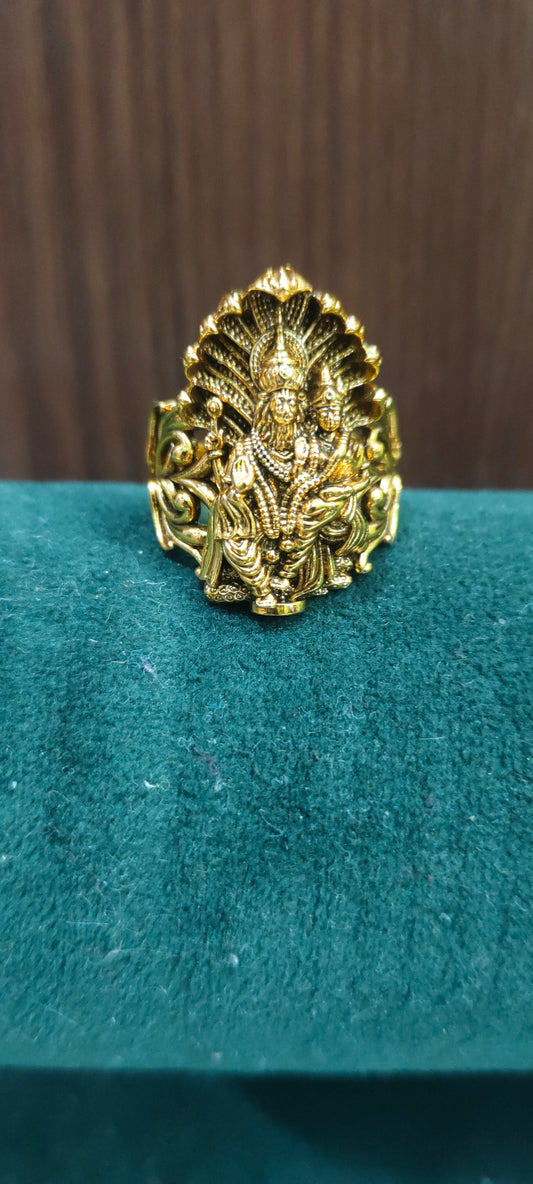 Premium antique adjustable Lakshmi Narasimha finger ring
