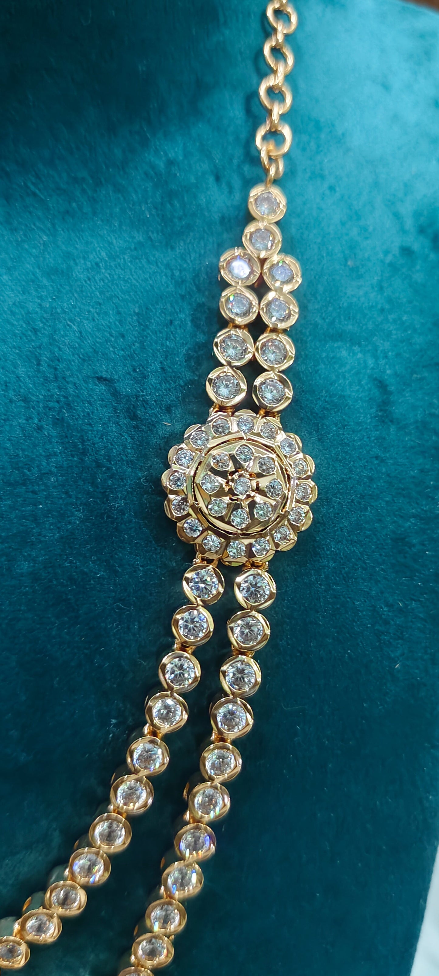 Pure panchaloham diamond look 2 step necklace