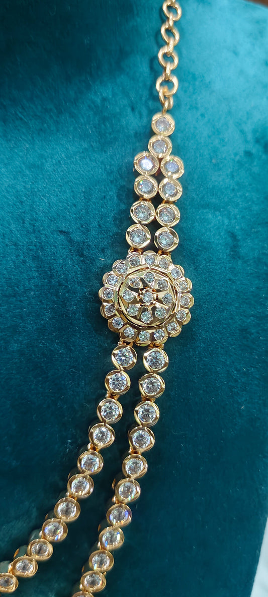 Pure panchaloham diamond look 2 step necklace