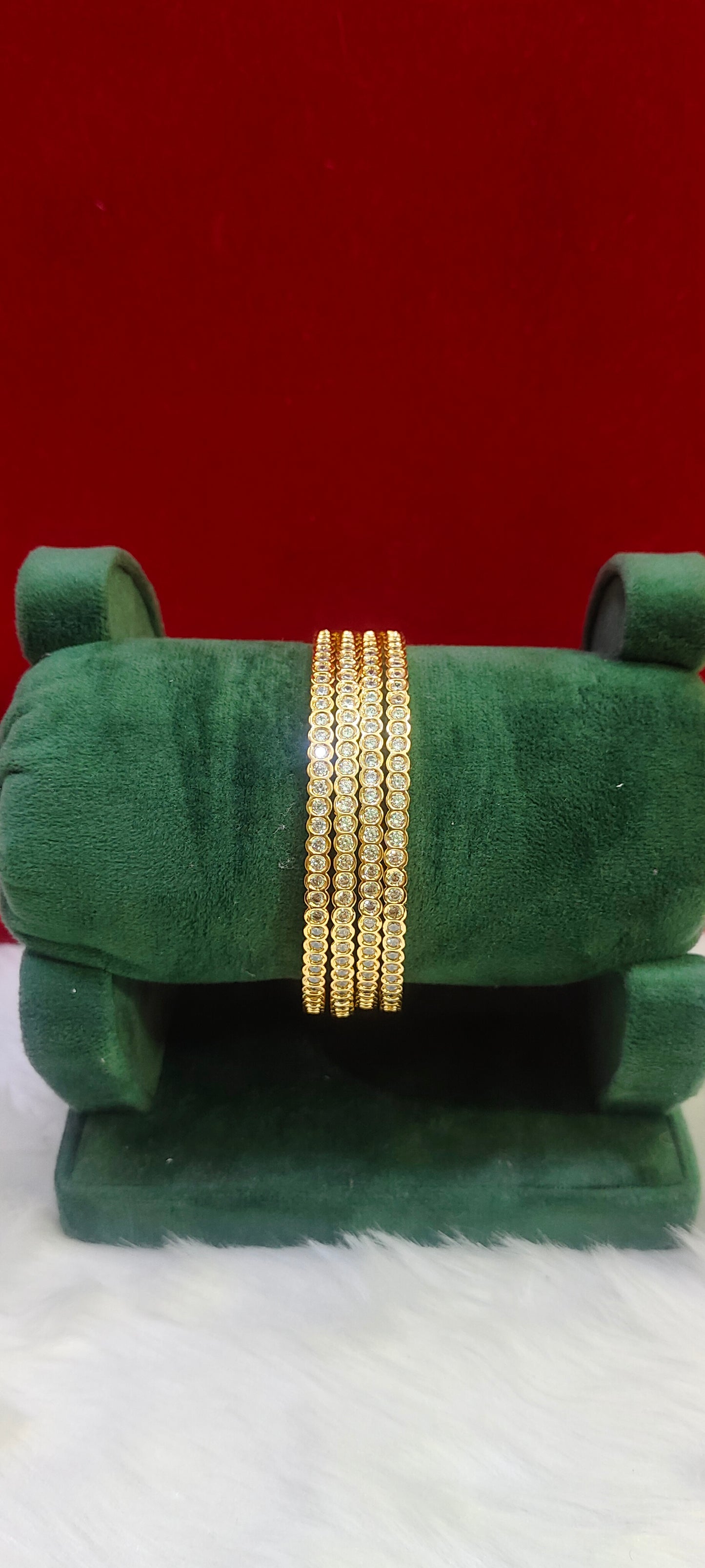 Pure panchaloham white stone bangle