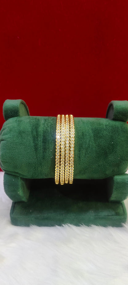 Pure panchaloham white stone bangle