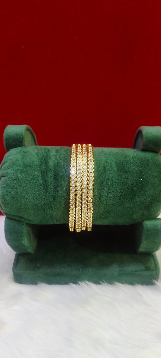 Pure panchaloham white stone bangle