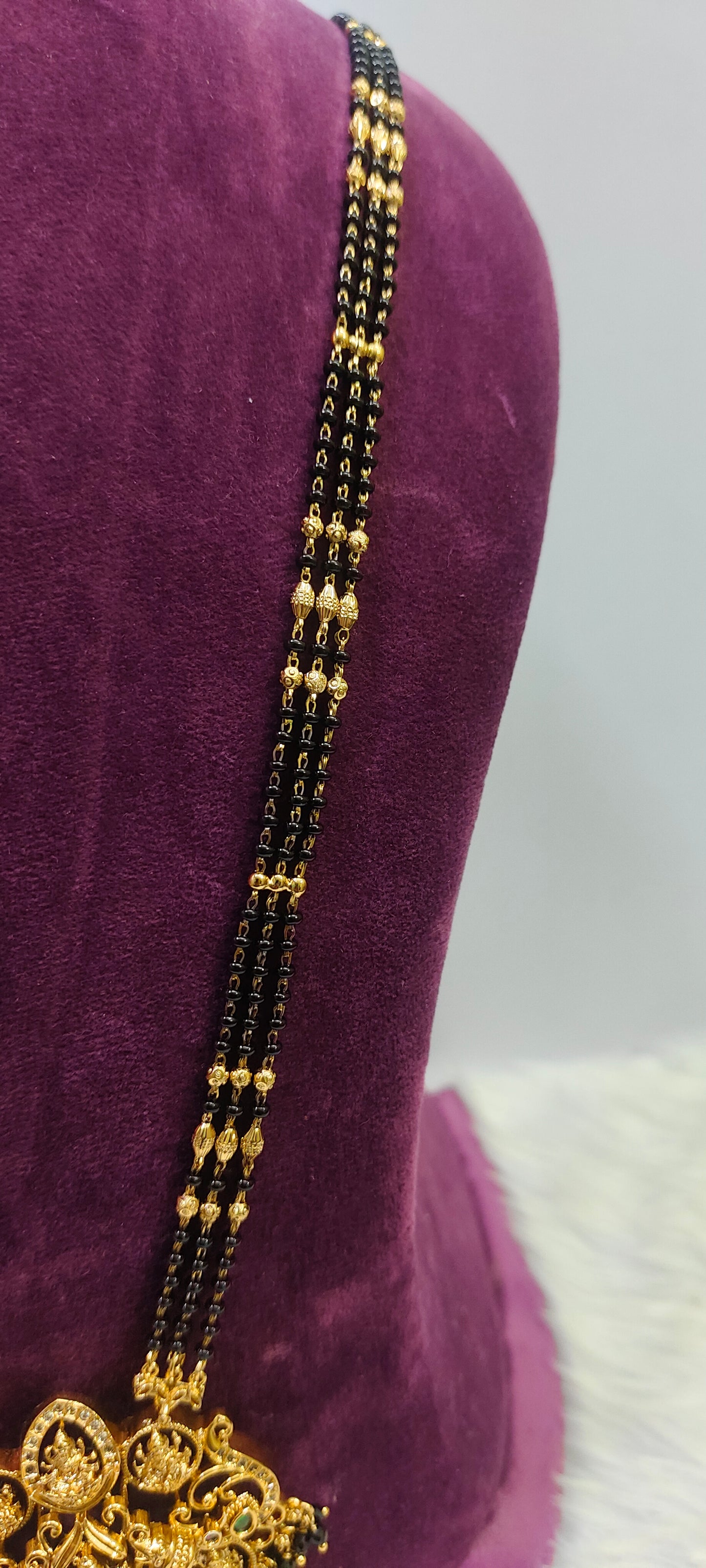 Premium Nakshi 32" length nakshi ashta Lakshmi black beads