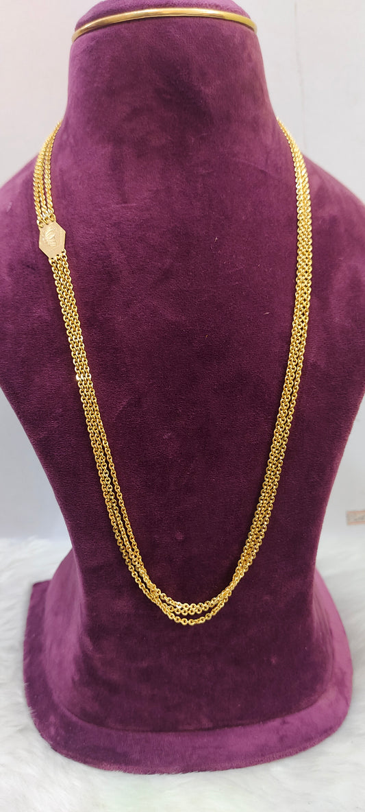 Premium micro gold plated 26" length 3 line chandraharam