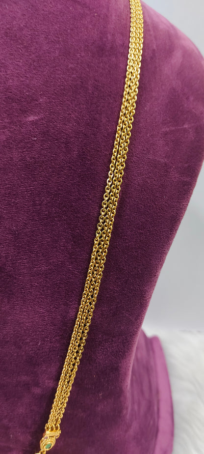 Premium nakshi 32" length 3 line chandraharam pendant chain