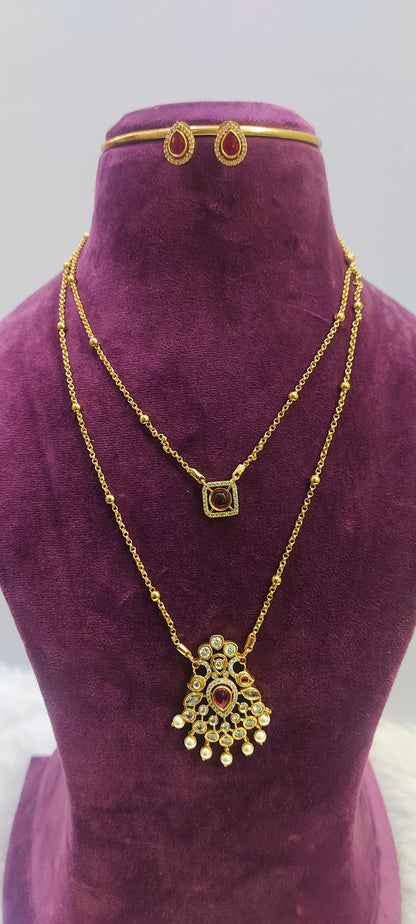 Classy pendant chain of 2 steps 22" length