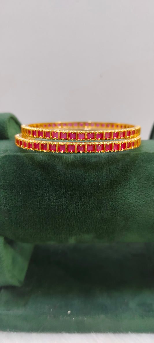 Gold look Ruby cz bangles