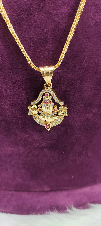 Premium micro gold plated daily wear 26" balaji pendant chain