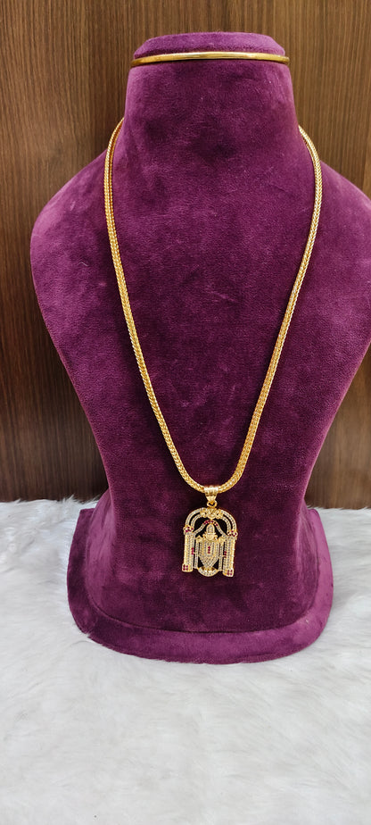 Premium micro gold plated 24" balaji pendent chain