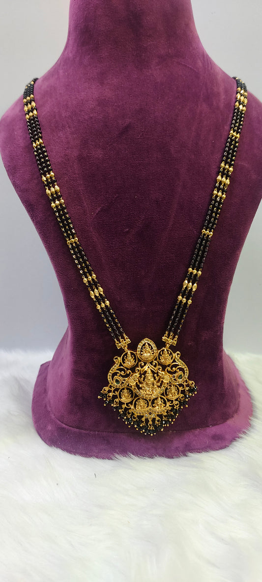 Premium Nakshi 32" length nakshi ashta Lakshmi black beads