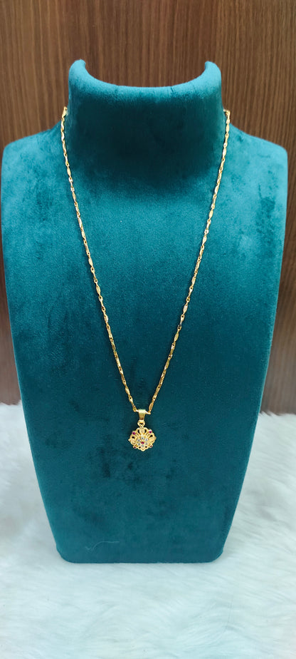 Premium micro gold plated 18" length flower pendant chain
