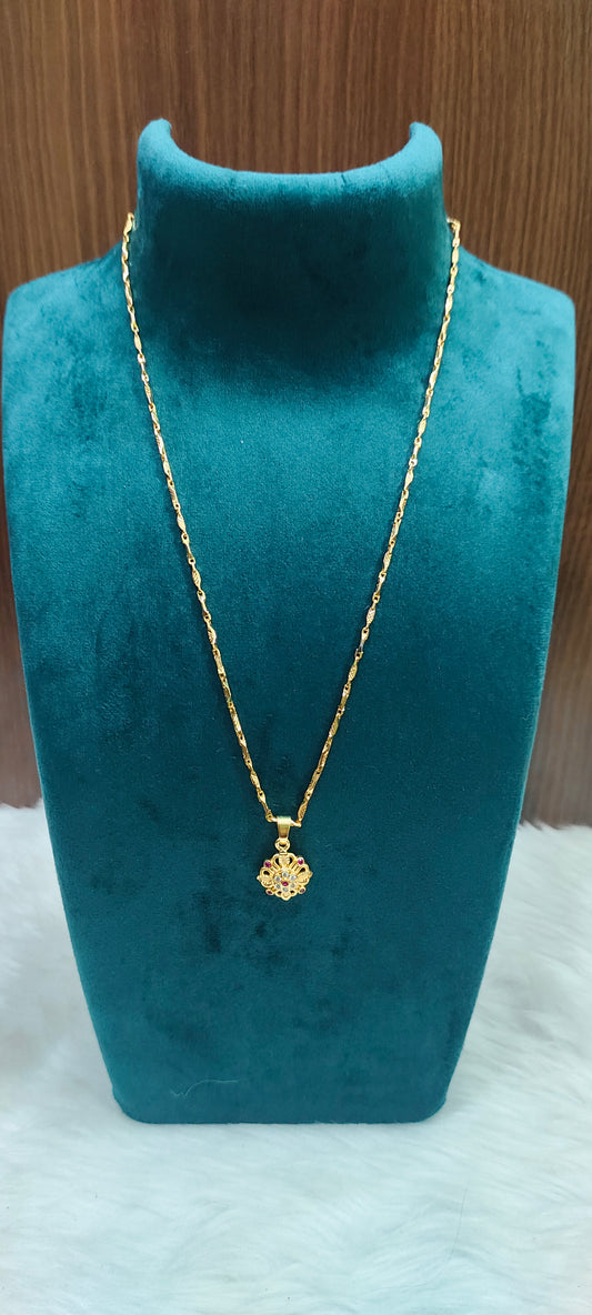 Premium micro gold plated 18" length flower pendant chain
