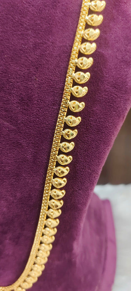 100%gold look necklace and long haram set