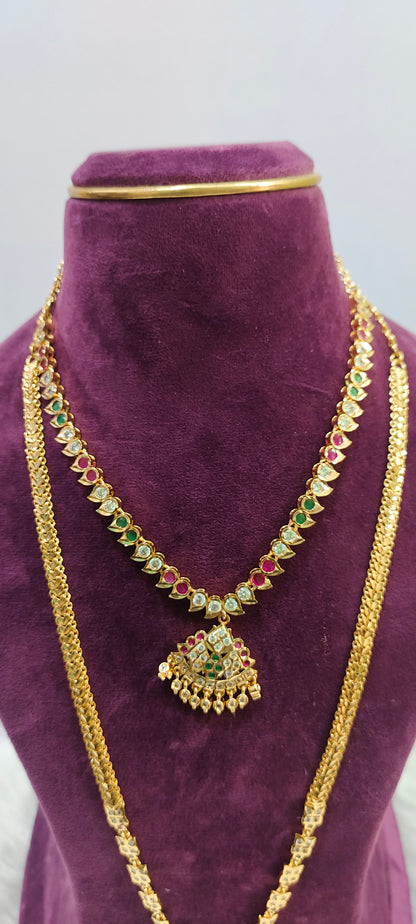 Pure panchaloham necklace with pendant chain (only chain pattern in pendant chain is not panchaloham)