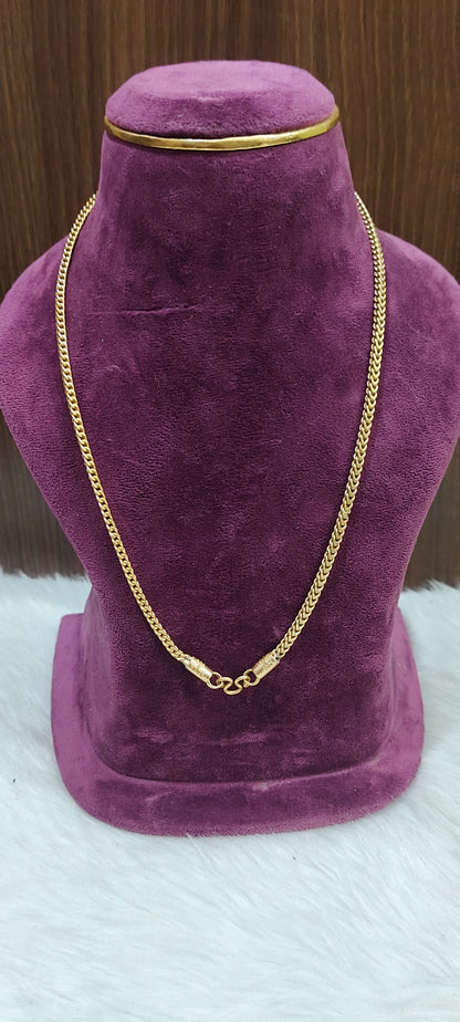 Pure panchaloham unpolished 18" length broad v cut chain