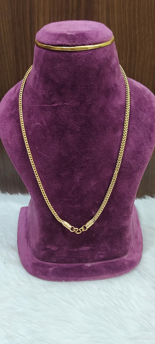 Pure panchaloham unpolished 18" length broad v cut chain