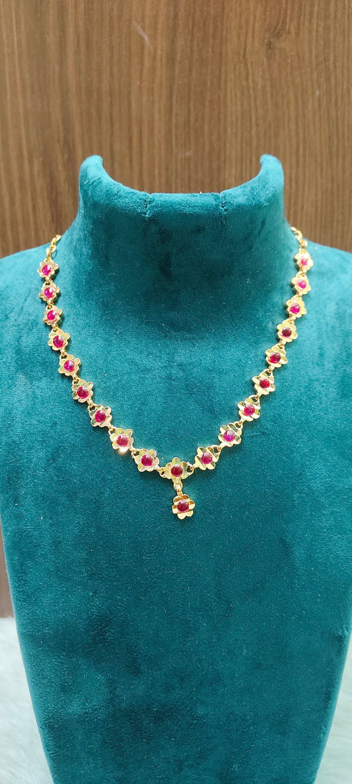 Pure panchaloham gold look ruby necklace