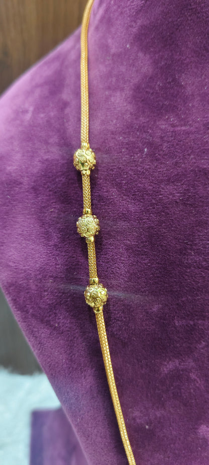 Premium micro gold plated 26" length side ball thali chain