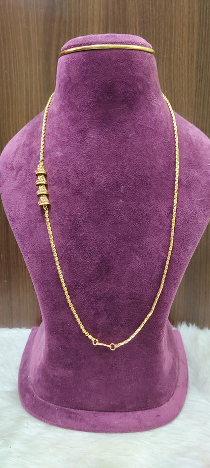 Premium micro gold plated daily wear 26" length nongod motive side pendant thali chain