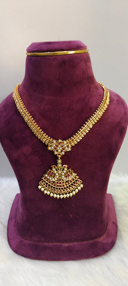 Pure panchaloham gold look mango necklace