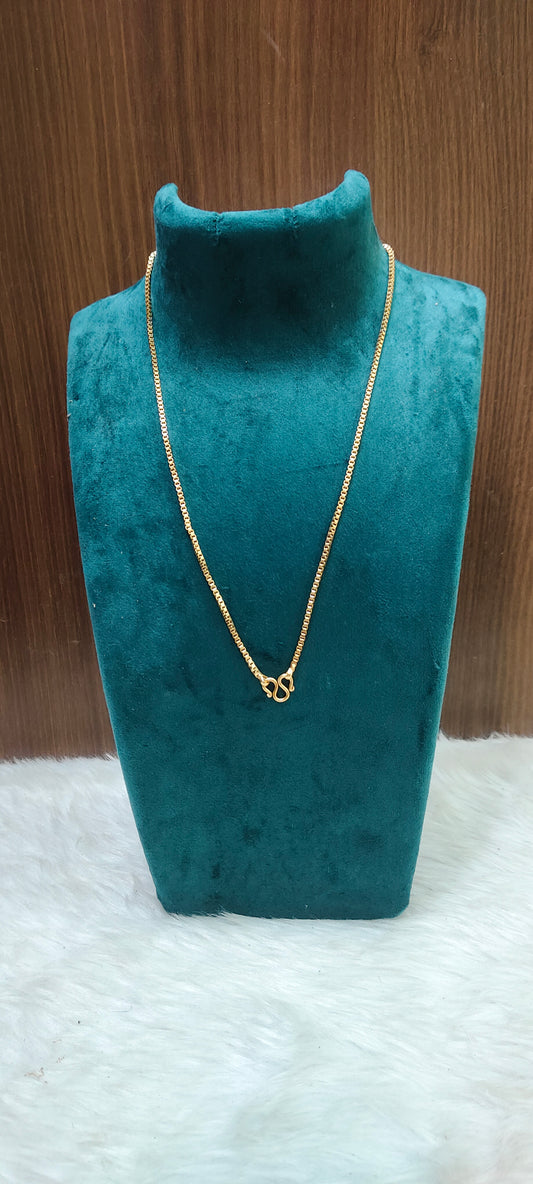Pure panchaloham unpolished 18" length simple gold model chain