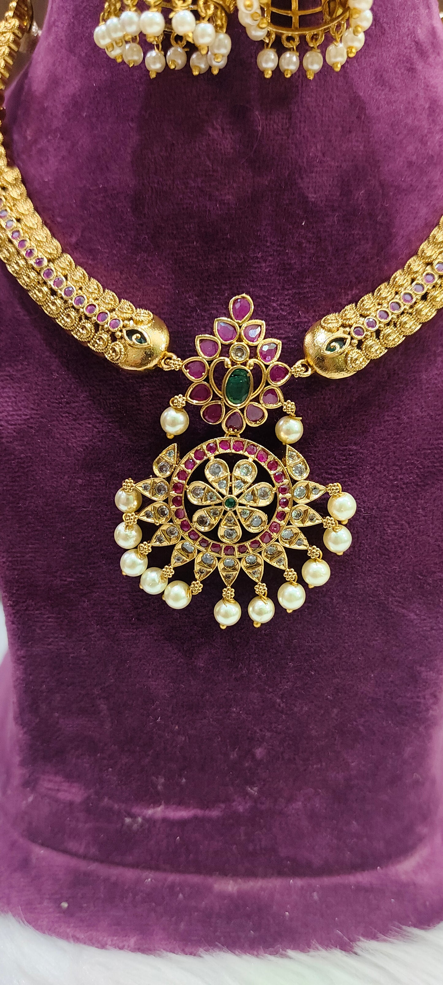 Premium antique nakshi 2 necklace set combo (back thread provided)