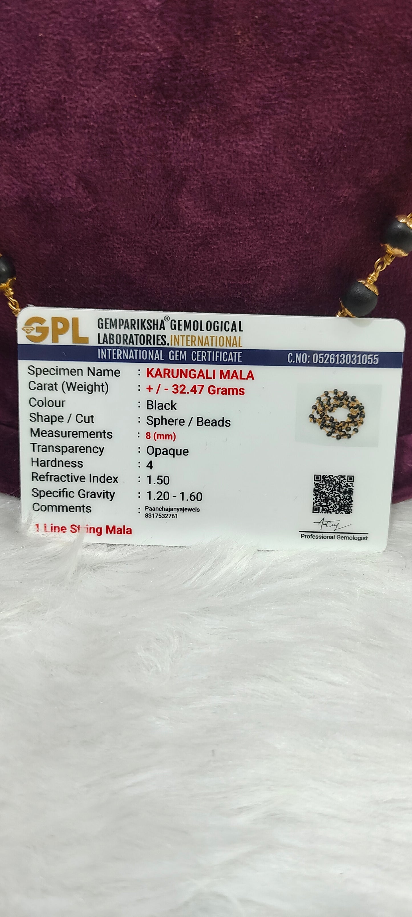 Original karungali mala with panchaloham caping and with certificate