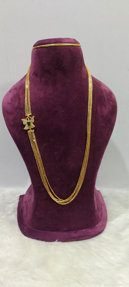 Premium micro gold plated 4line with 28" length chandra haram ( non god motive)