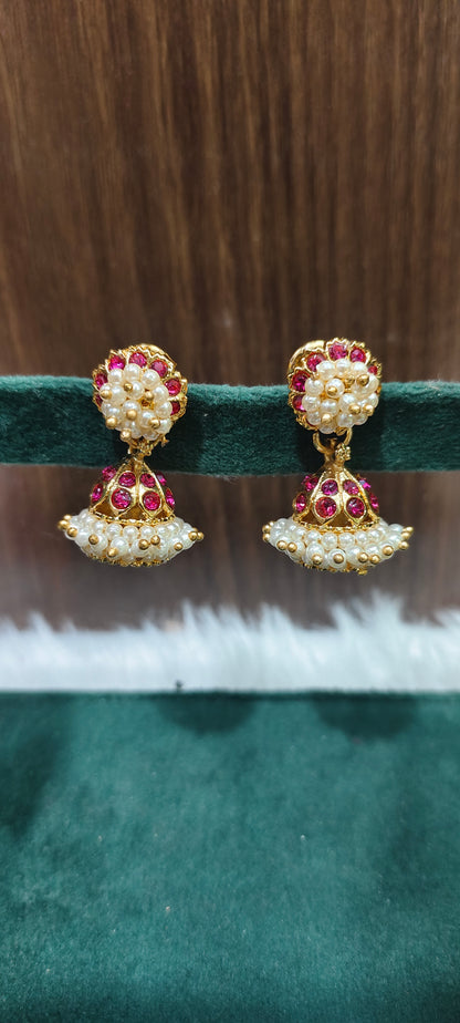 Pure panchaloham pearl jumkas