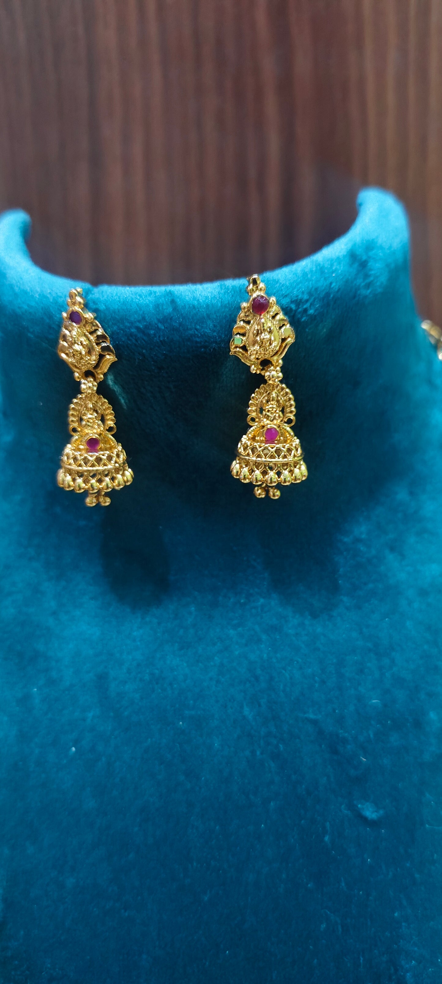 Premium nakshi look different pattern kasu long haram with earrings