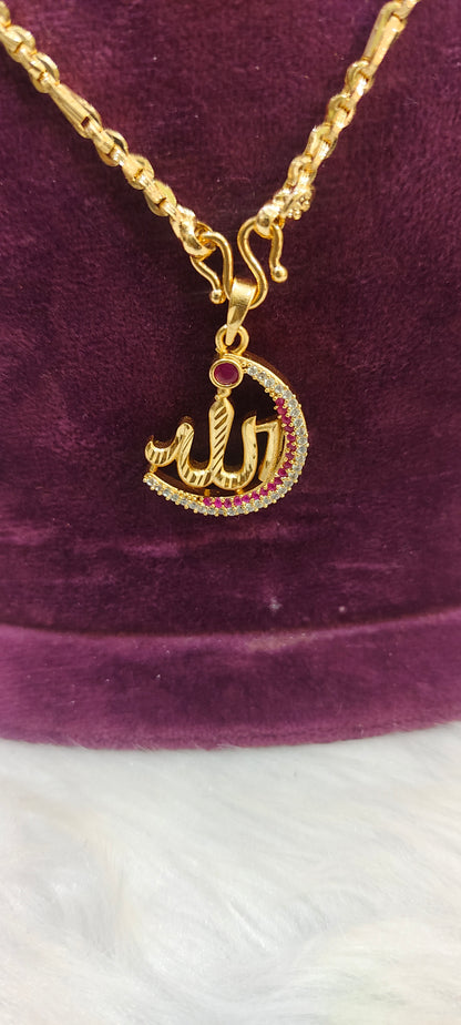 Premium micro gold plated 20" length allah pendant chain