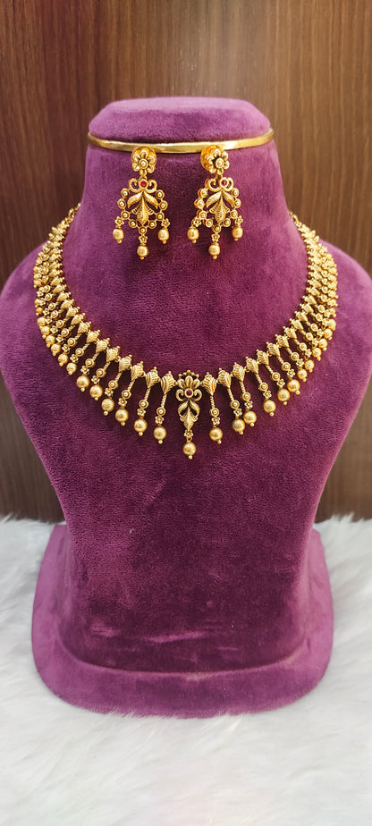 Premium antique nakshi necklace set