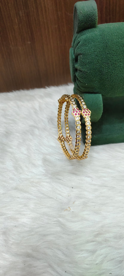 Pure panchaloham diamond look ruby white 2 bangles