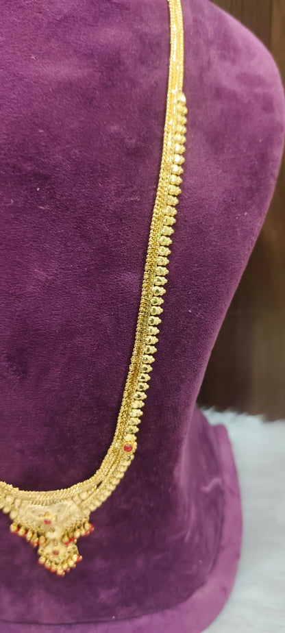 100% real gold look simple long haram with earrings