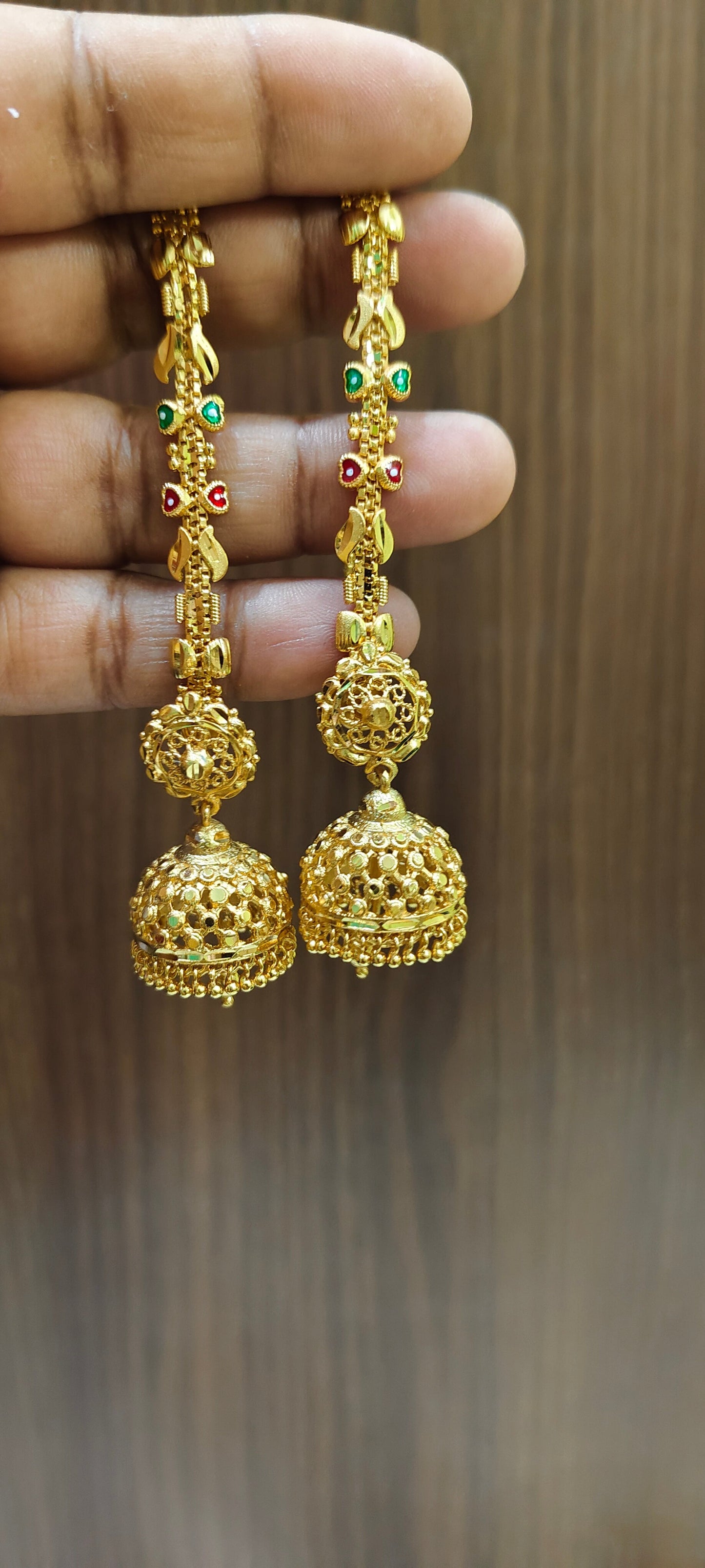 100% gold look jumkas and chuttu maati combo