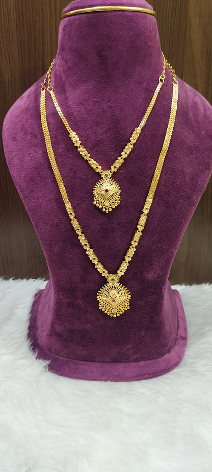100% gold look necklace and long haram combo (pendant design slightly may changes