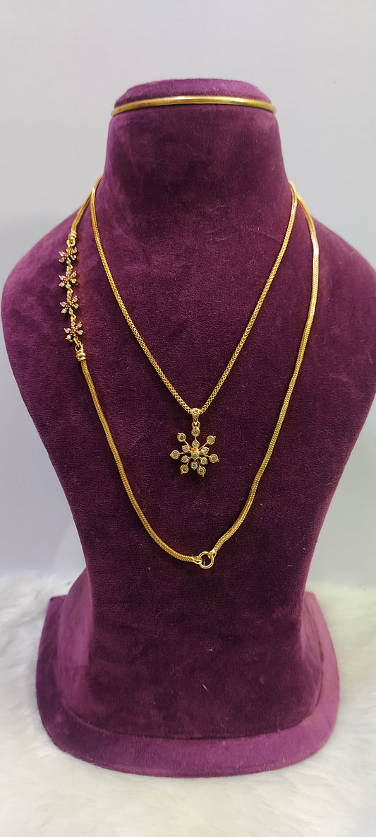 24" length side pendant thali chain with panchaloham pendant chain combo