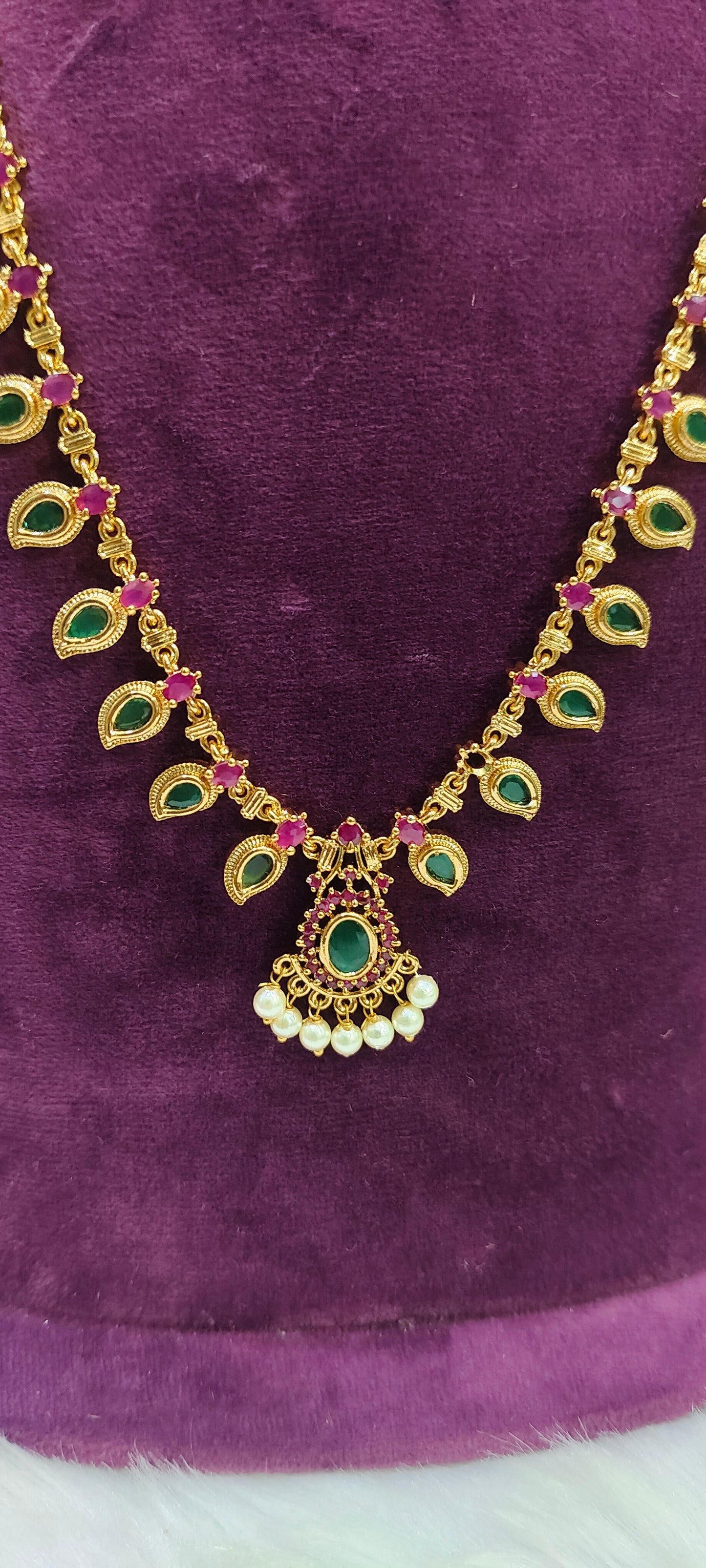 Budjet friendly green stone 26" length long haram set