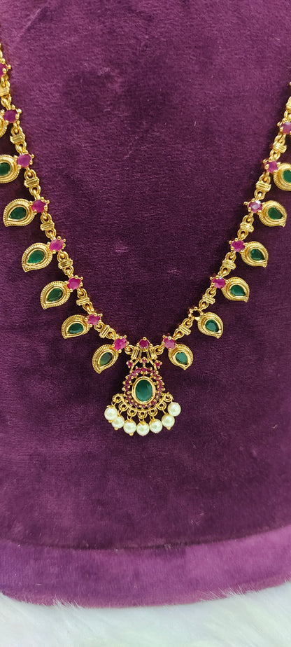 Budjet friendly green stone 26" length long haram set