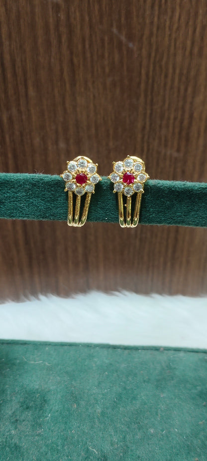 Pure panchaloham daimond look j type earrings