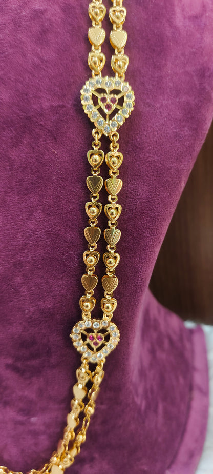 Pure panchaloham heart shape long haram  with 28" length